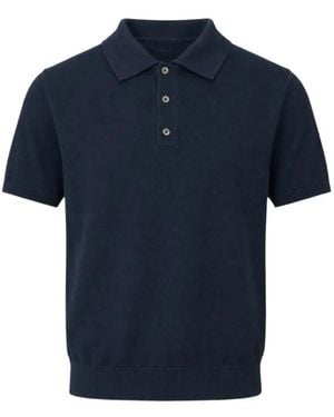 Diktat Short-Sleeve Knitted Polo Shirt - Blue