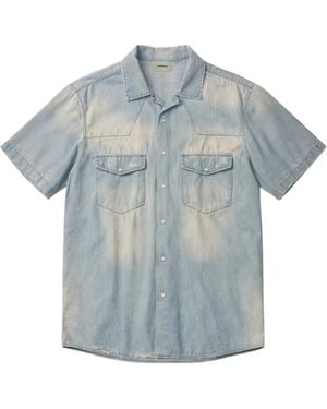 A PAPER KID Denim Short-Sleeve Shirt - Blue