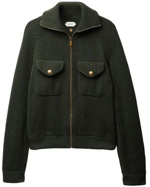 Versace Wool Knit Zip Jumper - Black