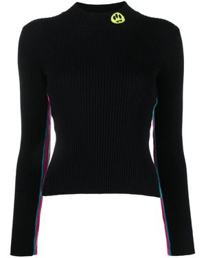 Barrow Smiley-Patch Long Sleeve Sweater - Black