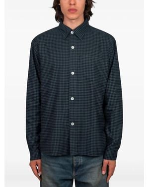 Another Aspect Gingham-Check Shirt - Blue