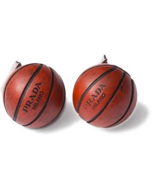 Prada Orecchini A Forma Di Pallone Da Basket - Rosso