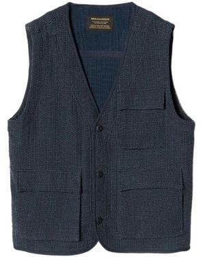 Maharishi Sashiko-Stitch Utility Vest - Blue