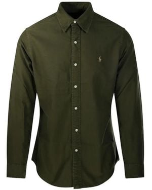 Ralph Lauren Embroidered-Logo Button-Down Shirt - Green
