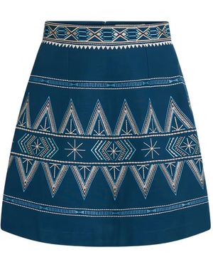 Emporio Sirenuse Giuliana Embroidered A-Line Mini Skirt - Blue