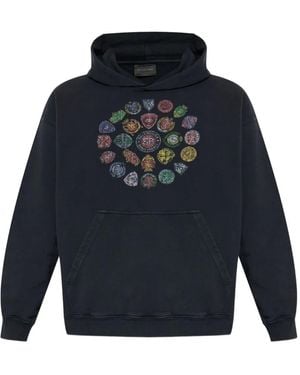 Balenciaga Graphic-Print Hoodie - Blue