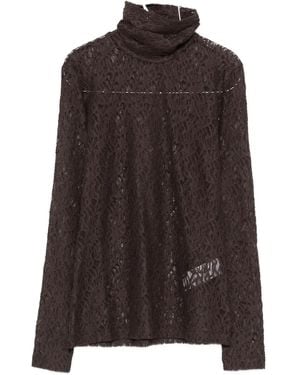 iBlues Lace-Detail High-Neck Top - Brown
