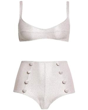 Lisa Marie Fernandez Button-Detail Metallic Bikini - White