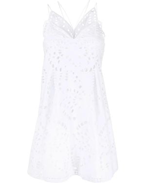 Alberta Ferretti Broderie Anglaise Mini Dress - White