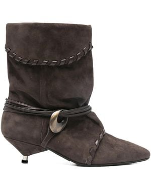 GISÉL MOIRÉ Ariel Strap-Detail Boots - Black