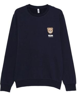 Moschino Felpa Girocollo Con Stampa Teddy Bear - Blu