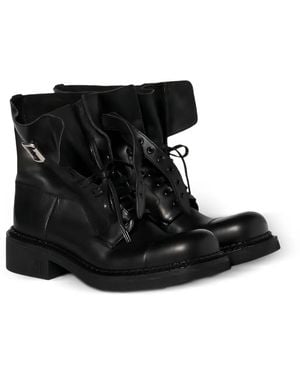 Miu Miu Lace-Up Buckle-Fastening Biker Boots - Black