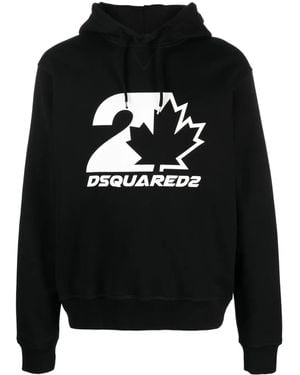 DSquared² Drawstring Cotton Hoodie - Black