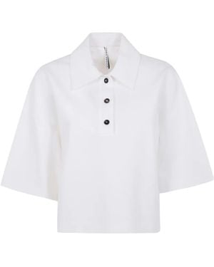 Liviana Conti Half-Sleeves Polo Top - White