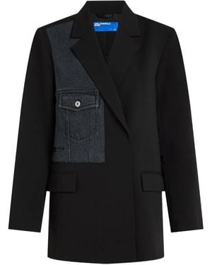 Karl Lagerfeld Flap-Pocket Panelledl Blazer - Black