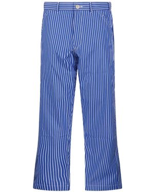 Comme des Garçons Stripe-Pattern Trousers - Blue