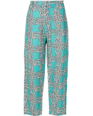 Amir Slama Graphic-Print Cropped Trousers - Blue