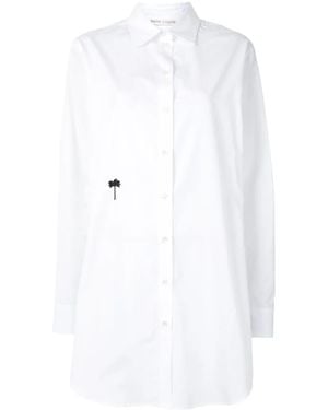 Palm Angels Palm-tree Motif Long-line Shirt - White