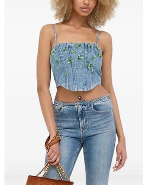 Miss Sixty Top Denim Con Decorazione - Blu