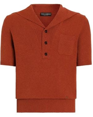 Dolce & Gabbana Button Knitted Polo Shirt - Orange