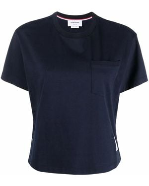 Thom Browne Boxy Fit Cotton T-Shirt - Blue