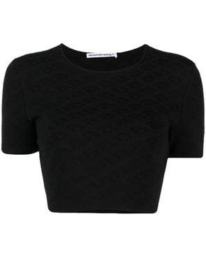 Alexander Wang Logo-Jacquard Cropped T-Shirt - Black