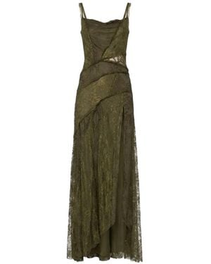 Blumarine Floral-Lace Panelled Maxi Dress - Green