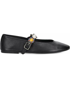 Jeffrey Campbell Amarissa Embellished Buckled Ballet Flats - White