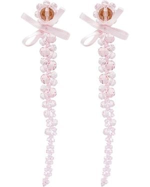 Simone Rocha Oorbellen Met Kristallen En Strik - Wit