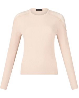 Liu Jo Lace-Detailed Rib Knit Sweater - White