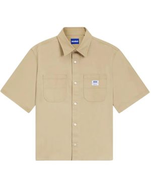 HUGO Chest-Pocket Short-Sleeve Shirt - Natural
