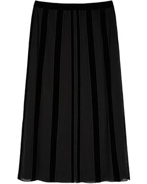 Ports 1961 Falda Midi Con Paneles De Terciopelo - Negro