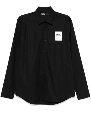 KARL LAGERFELD Logo-Patch Shirt - Black
