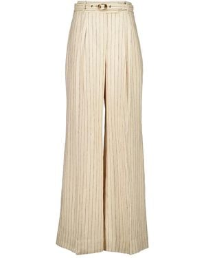 Zimmermann Pinstripe Belted Pants - Natural