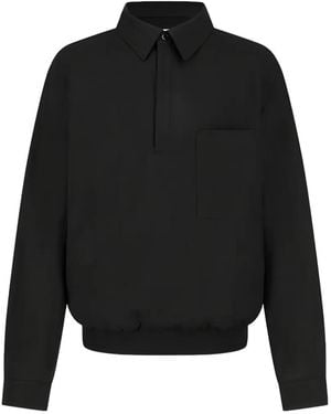 Amomento Chest-Pocket Linen Polo Shirt - Black