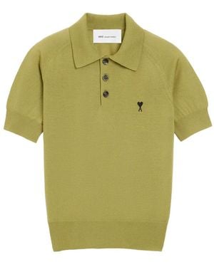 Ami Paris Ami De Coeur Poloshirt Mit Stickerei - Grün