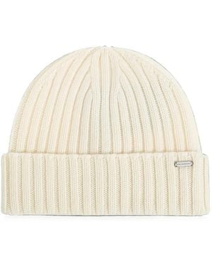 Paul & Shark Ribbed-Knit Beanie Hat - Natural