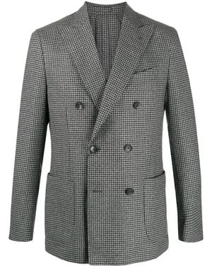 Dell'Oglio Houndstooth Check Blazer - Grey