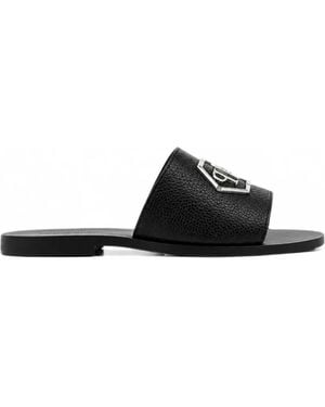 Philipp Plein Sandales Big Hexagon En Cuir - White