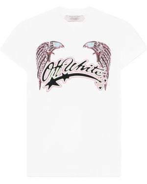 Off-White c/o Virgil Abloh X Swarovski Crystal-Embellished Graphic-Print T-Shirt - White