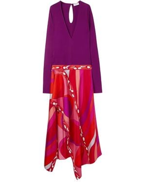Emilio Pucci Pesci Print Asymmetric Dress - Red