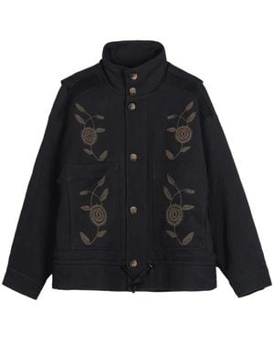 Antik Batik Aristide Floral-Embroidered Jacket - Black