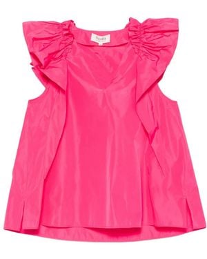 Psophia Ruffled V-Neck Blouse - Pink
