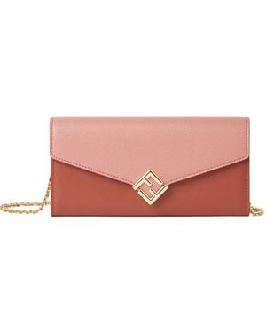 Fendi Ff Diamonds Continental Chain-Strap Clutch Bag - Pink