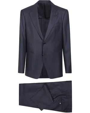 Lardini Checked wool suit - Azul