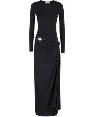 Coperni Draped Midi Dress With Logo Belt - Black