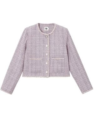 B+ AB Tweed-Effect Button-Up Jacket - Purple