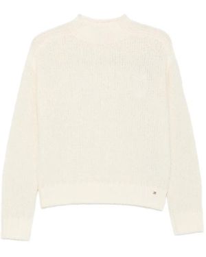 Herno Bouclé Ribbed-Trim Jumper - White