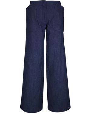 Zero + Maria Cornejo Eda Patch-Pocket Trousers - Blue