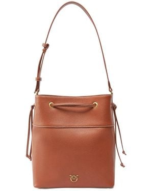 Pinko Love Birds Caramel Bucket Bag - Brown